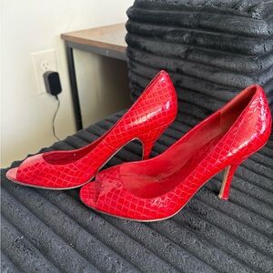 Red Peep-Toe Heels